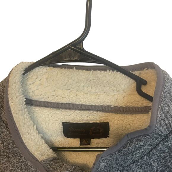 Victory Sportswear Men's Size XL Grey Half Zip Sherpa Lined Pullover Sweater - Picture 4 of 7